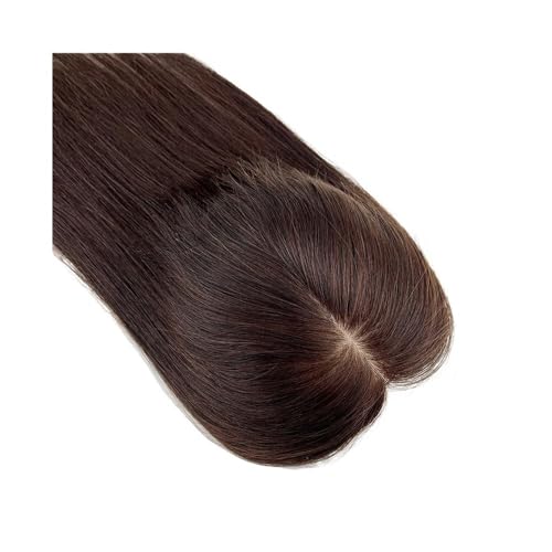 Dunkelbraunes Echthaar-Toupet mit Seidenbasis, atmungsaktives Remy-Haarteil mit Clips for Frauen Fügt Haarvolumen hinzu(12 inch,13x15cm) von YUHANXINHESHE