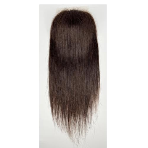 Echthaar-Teile for Frauen, 5 x 5 Zoll Schweizer Spitzenbasis, mittlere Dichte, volle Deckkraft, Befestigung mit Clips Fügt Haarvolumen hinzu(Dark Brown,14 inch) von YUHANXINHESHE