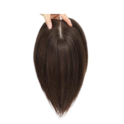 Echthaar-Topper for Damen – 10 x 12 cm Spitzenbasis, 150 Dichte, Remy-Haarteil for dünner werdendes Haar Fügt Haarvolumen hinzu(10inch,Brown No Bangs) von YUHANXINHESHE