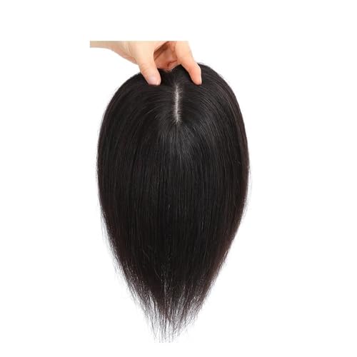 Echthaar-Topper for Damen – 10 x 12 cm Spitzenbasis, 150 Dichte, Remy-Haarteil for dünner werdendes Haar Fügt Haarvolumen hinzu(12inch,Black No Bangs) von YUHANXINHESHE