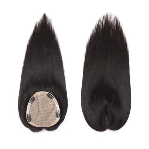 Echthaar-Topper for Frauen, 16 x 18 cm, große Basisabdeckung for Haut und Kopfhaut bei dünner werdendem Haar oder Haarausfall, natürliches Schwarz Fügt Haarvolumen hinzu(45cm) von YUHANXINHESHE