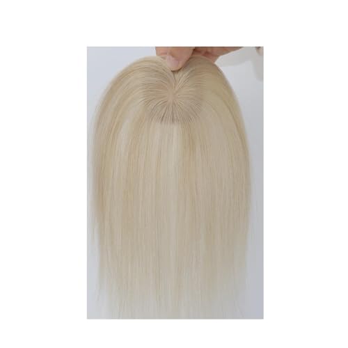 Echthaar-Topper for Frauen, 5 x 5 cm Clip-in-Pony-Topper for dünner werdendes Haar, Cover-Haarteil mit Seidenbasis Fügt Haarvolumen hinzu(Ash Blonde) von YUHANXINHESHE