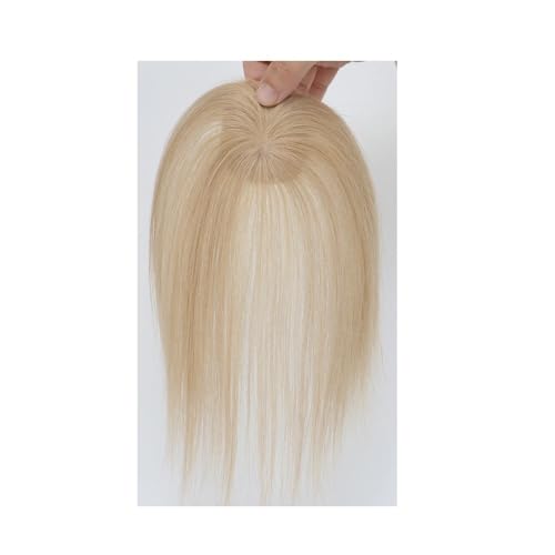 Echthaar-Topper for Frauen, 5 x 5 cm Clip-in-Pony-Topper for dünner werdendes Haar, Cover-Haarteil mit Seidenbasis Fügt Haarvolumen hinzu(Honey Blonde) von YUHANXINHESHE
