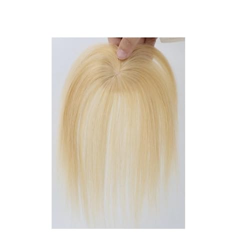 Echthaar-Topper for Frauen, 5 x 5 cm Clip-in-Pony-Topper for dünner werdendes Haar, Cover-Haarteil mit Seidenbasis Fügt Haarvolumen hinzu(Light Blonde) von YUHANXINHESHE