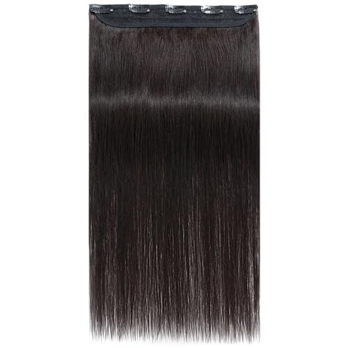 Einteilige Haarverlängerungen, 3/4-Vollkopf-Clip-on-Remy-Haarverlängerung for Frauen, for mehr Haarvolumen Easy Installation and Removal(Dark brown,14inch) von YUHANXINHESHE