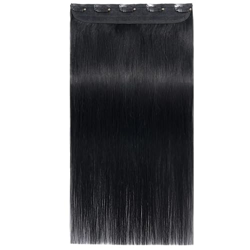 Einteilige Haarverlängerungen, 3/4-Vollkopf-Clip-on-Remy-Haarverlängerung for Frauen, for mehr Haarvolumen Easy Installation and Removal(Jet black,24inch) von YUHANXINHESHE