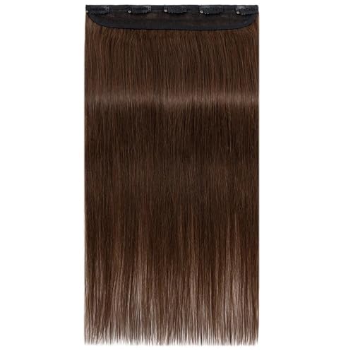 Einteilige Haarverlängerungen, 3/4-Vollkopf-Clip-on-Remy-Haarverlängerung for Frauen, for mehr Haarvolumen Easy Installation and Removal(Medium Brown,24inch) von YUHANXINHESHE