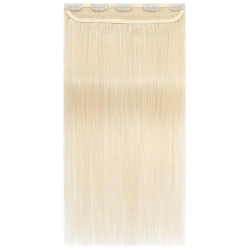 Einteilige Haarverlängerungen, 3/4-Vollkopf-Clip-on-Remy-Haarverlängerung for Frauen, for mehr Haarvolumen Easy Installation and Removal(Platinum Blonde,18inch) von YUHANXINHESHE