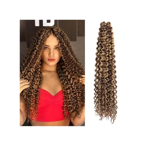 Gewelltes Häkelhaar, 1 Packung, lang, Ombré-Blond, tiefes Wellenmuster, lockiges Flechthaar, weiches synthetisches, lockiges Häkelhaar for schwarze Frauen Easy Installation and Removal(P33 27,22inch) von YUHANXINHESHE