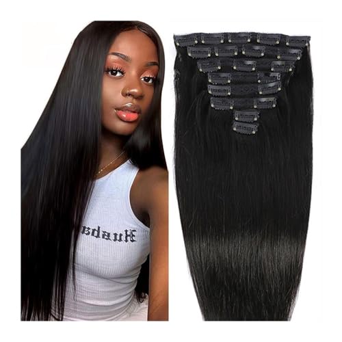 Glatte Clip-in-Haarverlängerungen for Frauen, 8-teilig/Set, brasilianisches Remy-Menschenhaar, natürliches schwarzes Echthaar (120 g) Easy Installation and Removal(20inches 1PC) von YUHANXINHESHE