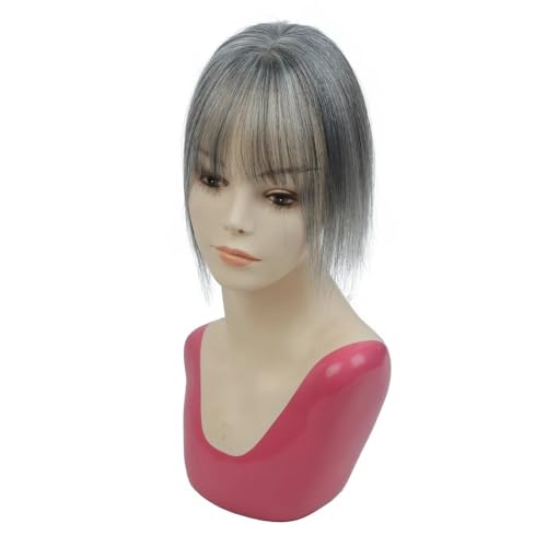 Haarteile for Frauen, Echthaar, 360°-3D-Abdeckung, Haarteile mit dünnem Pony for Frauen mit dünner werdendem Haar, 5 cm x 9 cm Fügt Haarvolumen hinzu(25 cm,Grey) von YUHANXINHESHE