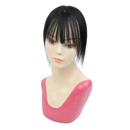 Haarteile for Frauen, Echthaar, 360°-3D-Abdeckung, Haarteile mit dünnem Pony for Frauen mit dünner werdendem Haar, 5 cm x 9 cm Fügt Haarvolumen hinzu(25 cm,Jet black) von YUHANXINHESHE