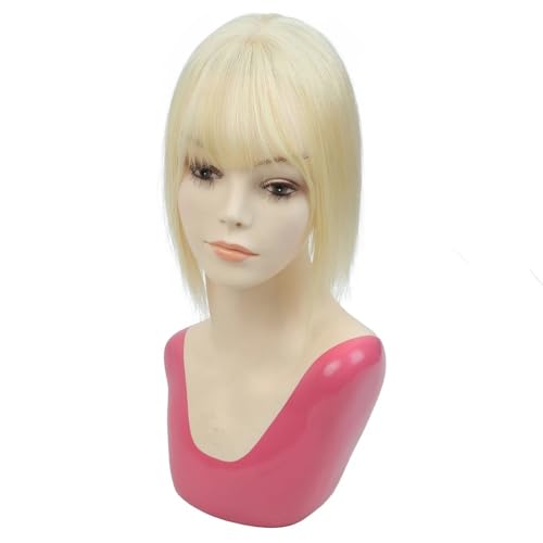 Haarteile for Frauen, Echthaar, 360°-3D-Abdeckung, Haarteile mit dünnem Pony for Frauen mit dünner werdendem Haar, 5 cm x 9 cm Fügt Haarvolumen hinzu(35 cm,Blonde) von YUHANXINHESHE