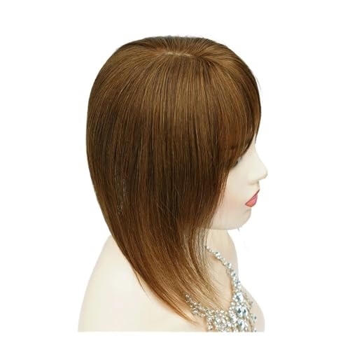 Haarteile for Frauen, Echthaar, mit Pony, 13 x 13 cm, Basis for Frauen mit dünner werdendem Haar Fügt Haarvolumen hinzu(8inch,Brown) von YUHANXINHESHE