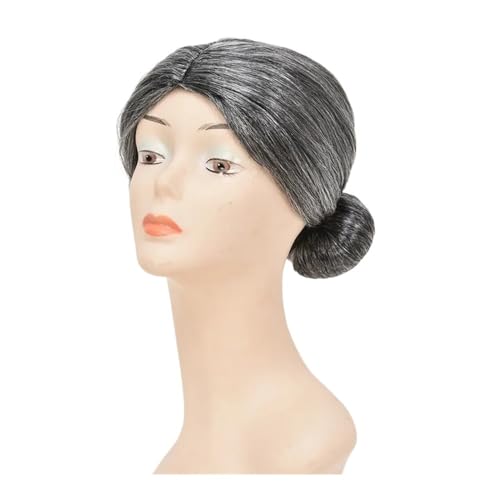 Haarverlängerungen Synthetische Cosplay Alte Dame Frau Graue Perücken Atmungsaktive Kopfbedeckung Leistung Dress Up Oma Perücke Hut for Frauen Fügt Haarvolumen hinzu von YUHANXINHESHE