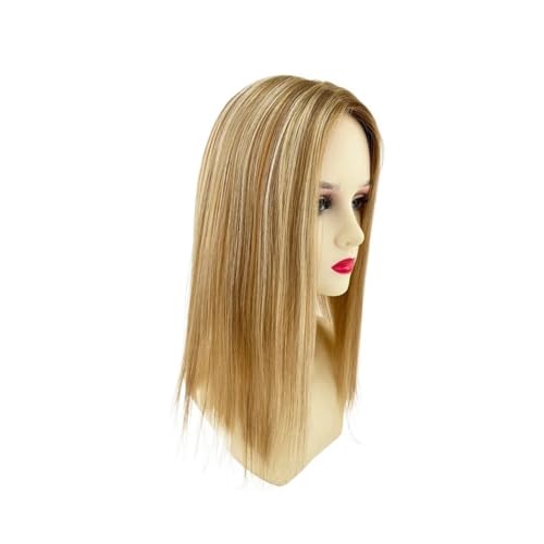 Highlight Blonde Perücke Haar Topper for Frauen Haarteile mit 9x14 cm großer Schweizer Basis Fügt Haarvolumen hinzu(16 inch) von YUHANXINHESHE