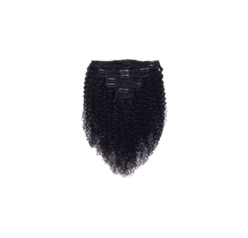 Kinky Curly Echthaar-Clip-in-Extensions, 8 Stück, 120 g/Set, brasilianisches Remy-Haar, lockiges Haar for schwarze Frauen Easy Installation and Removal(14inches) von YUHANXINHESHE