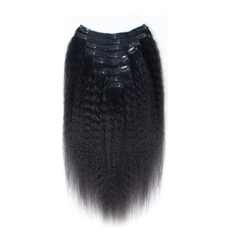 Kinky Straight Clip in Hair Extensions for Black Women Brazilian Virgin Yaki Straight Extensions 8Pcs Double Lace Weft Easy Installation and Removal(26inches) von YUHANXINHESHE