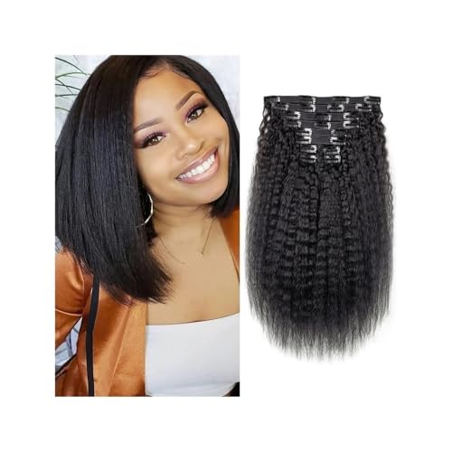 Kinky Straight Clip in Hair Extensions for Women ins 8pcs 120g/set Full Head Brazilian Remy Human Yaki Natural Black Color 10-26 Inch Easy Installation and Removal(26inches) von YUHANXINHESHE