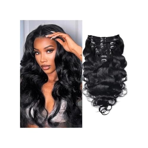 Körperwellen-Clip-in-Haarverlängerungen, echtes Echthaar, 100% brasilianisches Haar, nahtlose Clip-in-Haare for Frauen (120 g) Easy Installation and Removal(24inches 120g) von YUHANXINHESHE