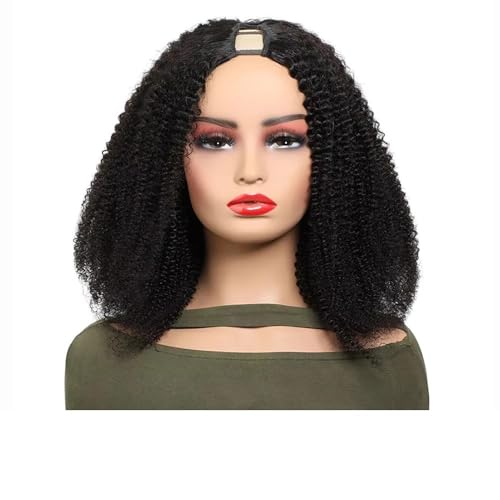 Natürliche Farbe V-Teil Perücke Echthaar for Frauen 180 Dichte Lockig Dünner Teil Kinky Perücken Clip In Fügt Haarvolumen hinzu(20inch) von YUHANXINHESHE