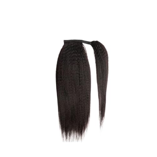 Ponytail Extension 10-32" Kinky Straight Human Hair Yaki Straight Ponytail for Women Drawstring Ponytail Extension Clip in Pony Tail Hair Extensions Natural Black Hair(24inches) von YUHANXINHESHE