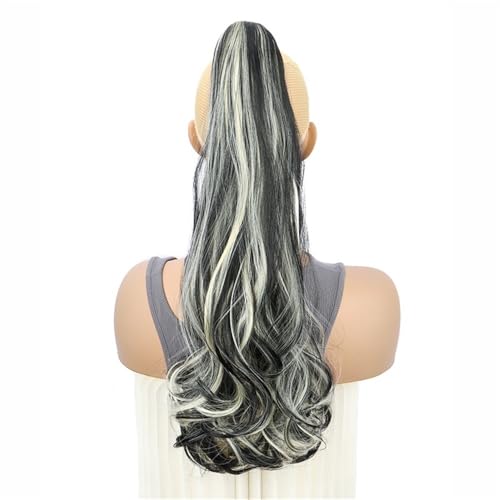 Ponytail Extension Hair Extensions Ponytail Extension Claw Clip Wavy 20" Long Synthetic Pony Tail for Adults Women Curly Ponytails Fluffy Clips in Hairpieces Daily Use(1BH613) von YUHANXINHESHE