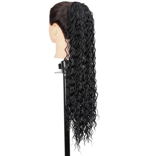 Ponytail Extension Ponytail Extension,Curly Drawstring Ponytail Extension for Black Women Synthetic Clip in Long Wavy 22 Inch Fake Ponytail Hairpieces for Daily Use(1B) von YUHANXINHESHE