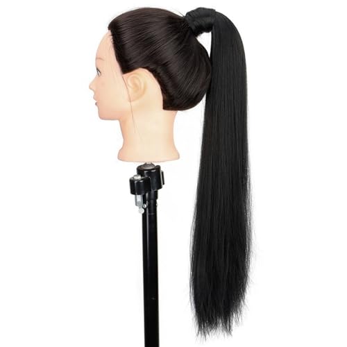 Ponytail Extension Ponytail Extension Warp Around Pony Tail with Hair Tie 22 inch Long Synthetic Yaki Straight Braiding DIY Braided for Women Girls Daily Party Cosplay(1B) von YUHANXINHESHE