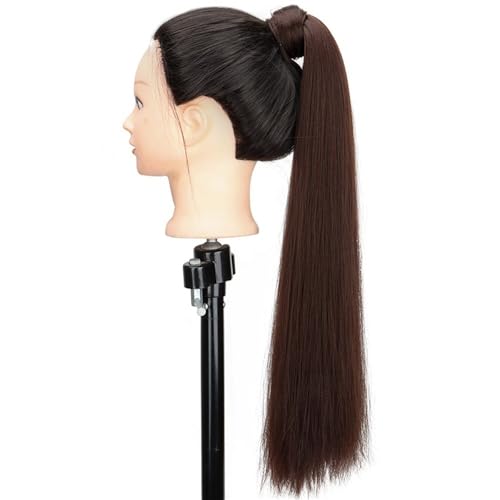 Ponytail Extension Ponytail Extension Warp Around Pony Tail with Hair Tie 22 inch Long Synthetic Yaki Straight Braiding DIY Braided for Women Girls Daily Party Cosplay(2M33) von YUHANXINHESHE