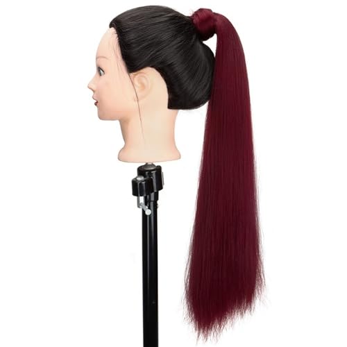 Ponytail Extension Ponytail Extension Warp Around Pony Tail with Hair Tie 22 inch Long Synthetic Yaki Straight Braiding DIY Braided for Women Girls Daily Party Cosplay(Bug) von YUHANXINHESHE