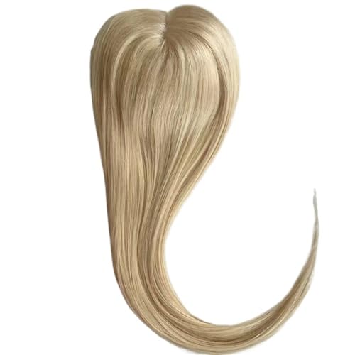 Remy Echthaar-Topper 6x6 Zoll Große Basis Seidenbasis Spitze Clips im Haar Handgebunden Monofilament PU Damen Fügt Haarvolumen hinzu(16 inch) von YUHANXINHESHE