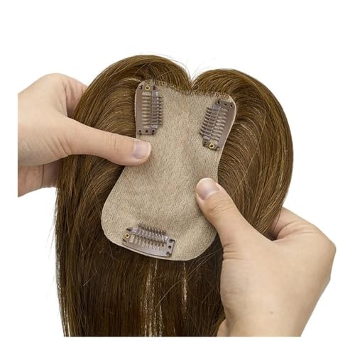 Remy-Echthaarteile for Frauen, 7 x 11 cm, handgebundene Haarteile mit Schweizer Spitzenbasis, 10 Zoll Fügt Haarvolumen hinzu(Light brown) von YUHANXINHESHE