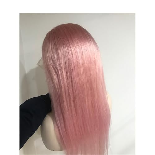 Rosa 13x4 HD transparente Lace Front Perücken, Echthaar Wear and Go Glueless Perücken for schwarze Frauen Fügt Haarvolumen hinzu(28inch) von YUHANXINHESHE