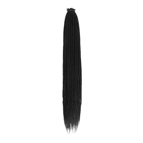 Synthetische Dreadlock-Extensions, 20 Stränge, 0,6 cm Breite, einseitig gehäkeltes Flechthaar, handgefertigte Loc-Extensions for Frauen und Männer Easy Installation and Removal(#1B,24inch) von YUHANXINHESHE