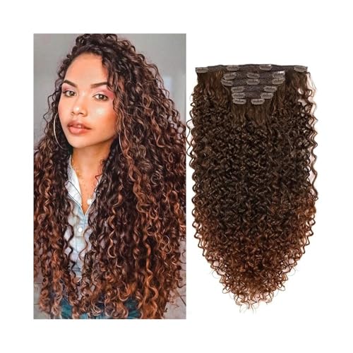 Synthetische Haar-Clip-In-Haarverlängerungen mit lockigem Haar, for schwarze Frauen, Haar-Clip-In-Verlängerungen, Haarteile Easy Installation and Removal(Black Medium Auburn) von YUHANXINHESHE
