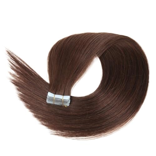 Unsichtbare Tape-in-Haarverlängerungen, Echthaar, glattes Remy-Menschenhaar for Frauen, 20 Stück Easy Installation and Removal(Dark brown,16inch) von YUHANXINHESHE