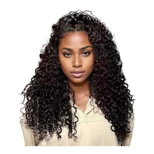 Wasserwelle 5x5 HD Lace Front Echthaarperücken for schwarze Frauen, 180 Dichte, klebefreie Perücken, vorgezupft mit Babyhaar Fügt Haarvolumen hinzu(34inch) von YUHANXINHESHE