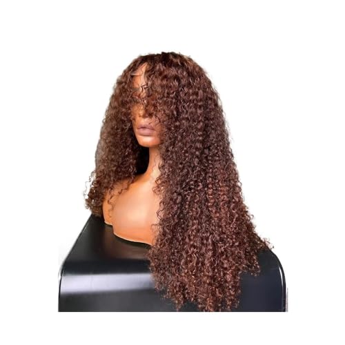 Weiche 20-26" lange 180 Dichte verworrene lockige Perücke mit Pony for Frauen Kunsthaar vorgezupft täglich Fügt Haarvolumen hinzu(Brown,20inch) von YUHANXINHESHE