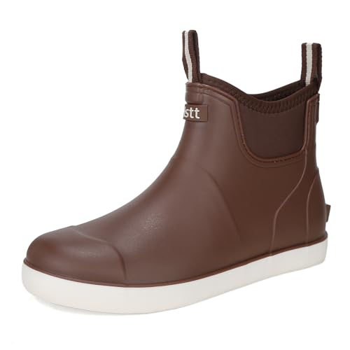 YUHITYGZGS Gummistiefel Herren Wasserdicht Halbhoch Gefüttert, Regenschuhe Rutschfest Garten Kurz, Segelstiefel Hoher Traktion Knöchel von YUHITYGZGS