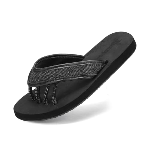 Flip Flops Herren Zehentrenner Herren Damen Flip Flop Männer Rutschfest Badelatschen Badeschuhe Pool Beach Strand Sandalen Sommer Schlappen Weich Cozy Slides Pantoffeln Hausschuhe, Schwarz, EU 40 von YUHITYGZGS