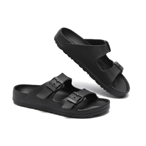 YUHITYGZGS Pantoletten Damen Herren Sommer Bequem Weich Sandalen Schlappen Cozy Slides Original Mules Clogs Orthopädische Hausschuhe Foam Sandale Rutschfeste Badelatschen, Schwarz, EU 41-42 von YUHITYGZGS