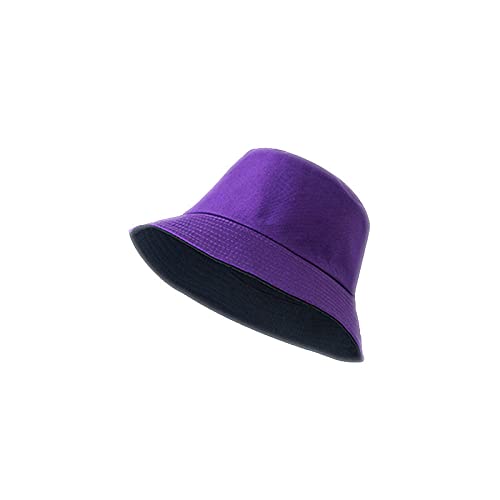 YUHOOE Unisex Sonnenhut Fischerhüte,Harajuku Bucket Hat Reversible Sun Hat Fischerhut Herren Damen Hut Modischer Hip Pop Casual Hut Urlaub Tourismus Partyhut,Lila,54,58Cm von YUHOOE