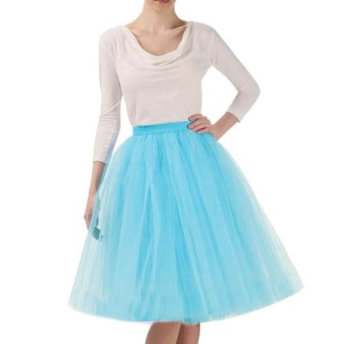 Tüllrock Damen Länge Retro 50er Rockabilly Rock Hohe Taille Tutu Rock Petticoat Unterrock Ballett Blase Petticoat Tuturock Tütü Minirock Reifrock Kleid Tüll Underskirt in Viele von YUHYtop