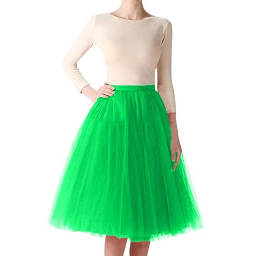 Tüllrock Damen Länge Retro 50er Rockabilly Rock Hohe Taille Tutu Rock Petticoat Unterrock Ballett Blase Petticoat Tuturock Tütü Minirock Reifrock Kleid Tüll Underskirt in Viele von YUHYtop