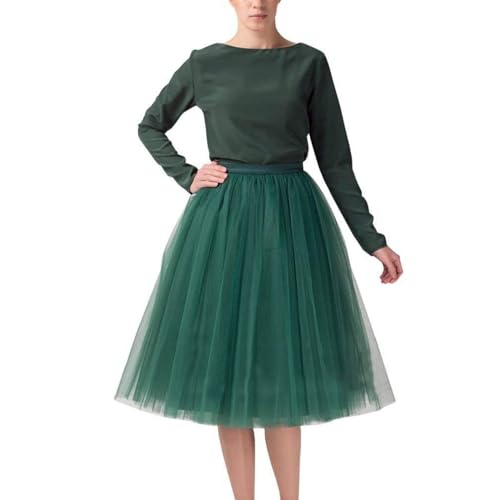 Tüllrock Damen Länge Retro 50er Rockabilly Rock Hohe Taille Tutu Rock Petticoat Unterrock Ballett Blase Petticoat Tuturock Tütü Minirock Reifrock Kleid Tüll Underskirt in Viele von YUHYtop