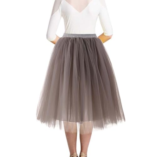 Tüllrock Damen Länge Retro 50er Rockabilly Rock Hohe Taille Tutu Rock Petticoat Unterrock Ballett Blase Petticoat Tuturock Tütü Minirock Reifrock Kleid Tüll Underskirt in Viele von YUHYtop