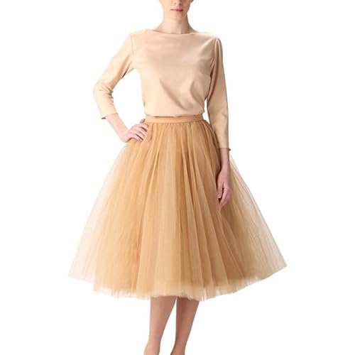 Tüllrock Damen Länge Retro 50er Rockabilly Rock Hohe Taille Tutu Rock Petticoat Unterrock Ballett Blase Petticoat Tuturock Tütü Minirock Reifrock Kleid Tüll Underskirt in Viele von YUHYtop