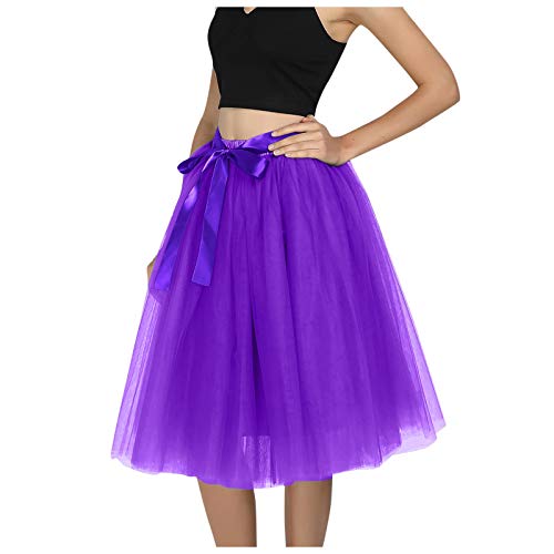 Tüllrock Damen Länge Retro 50er Rockabilly Rock Hohe Taille Tutu Rock Petticoat Unterrock Ballett Blase Petticoat Tuturock Tütü Minirock Reifrock Kleid Tüll Underskirt in Viele von YUHYtop