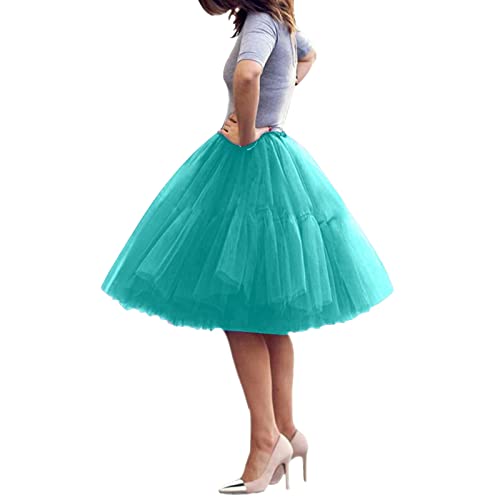 Tüllrock Damen Länge Retro 50er Rockabilly Rock Hohe Taille Tutu Rock Petticoat Unterrock Ballett Blase Petticoat Tuturock Tütü Minirock Reifrock Kleid Tüll Underskirt in Viele von YUHYtop